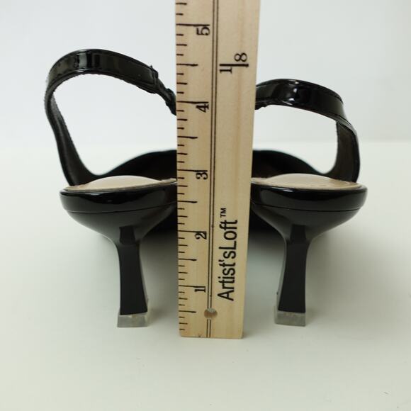 NEW Xin Jing Shoes Pump Slingback Kitten Heel Pointed Toe Leather Black Size 37 - Picture 6 of 9